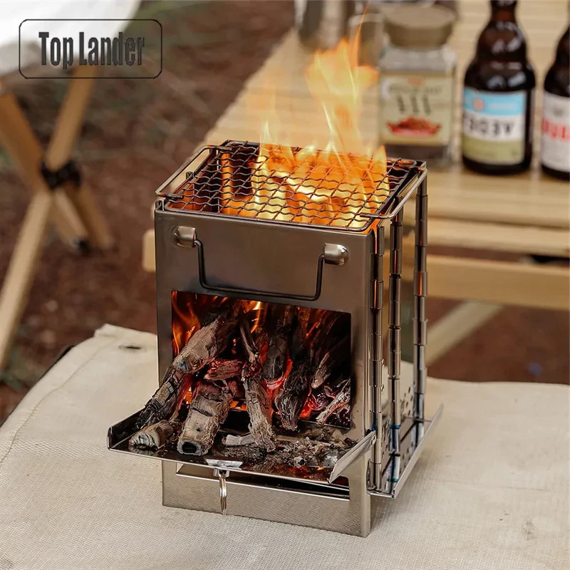 

Camping Wood Stove Stainless Portable Folding Firewood Outdoor Picnic Barbecue Fire Pit Furnace Grill Stand Brazier Fireplace