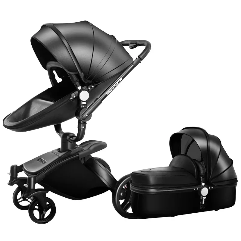 New baby stroller 3 in1, PU leather baby carriage,Newborn Two-way Foldable stroller, Baby Pram, kinderwagen,baby pushchair