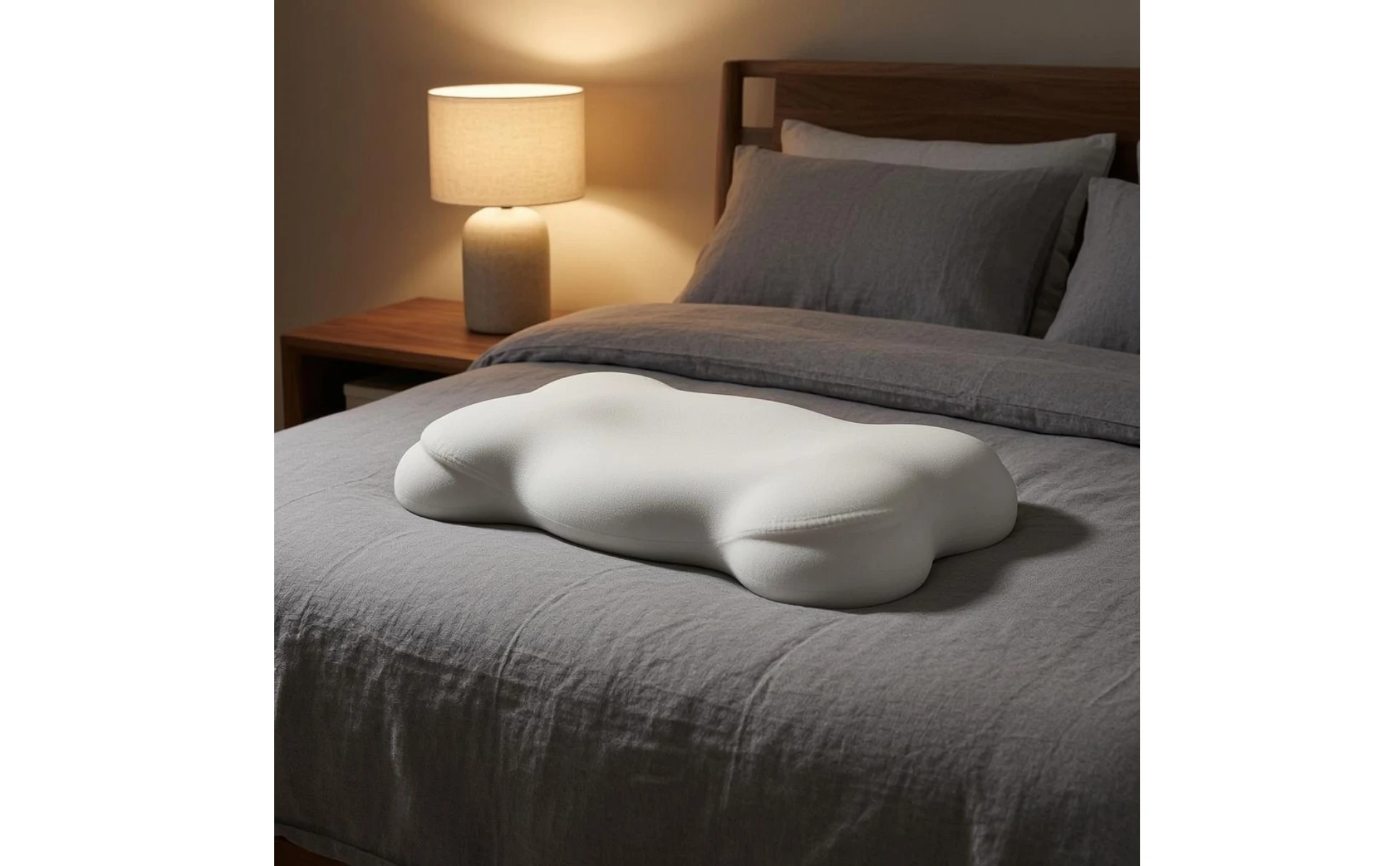 Contoured Memory Foam Pillow Raised Side Sections Sleep Support Bedding Matching Pillowcase