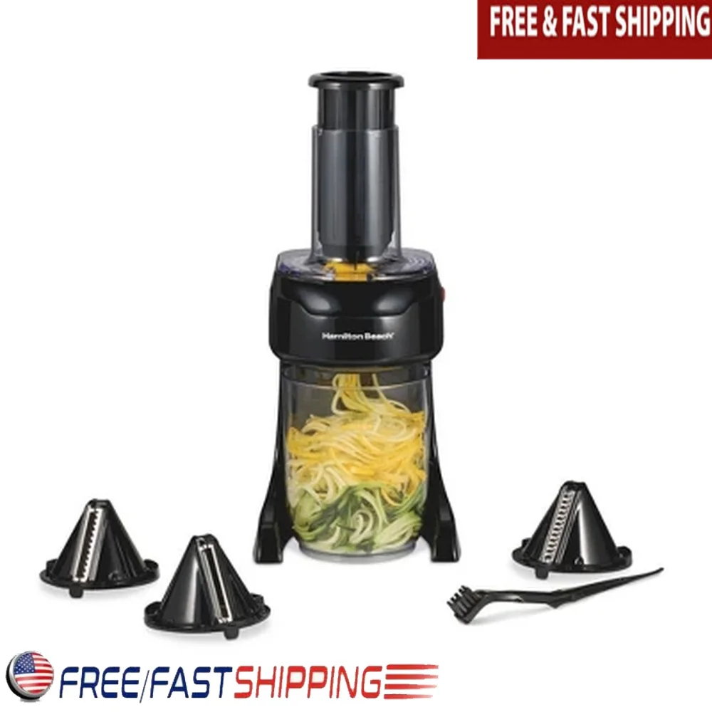 Electric Vegetable Spiralizer 3 Cone Food Slicer Dishwasher Safe 6 Cup Bowl Easy Clean Kitchen Gadget Zucchini Noodles