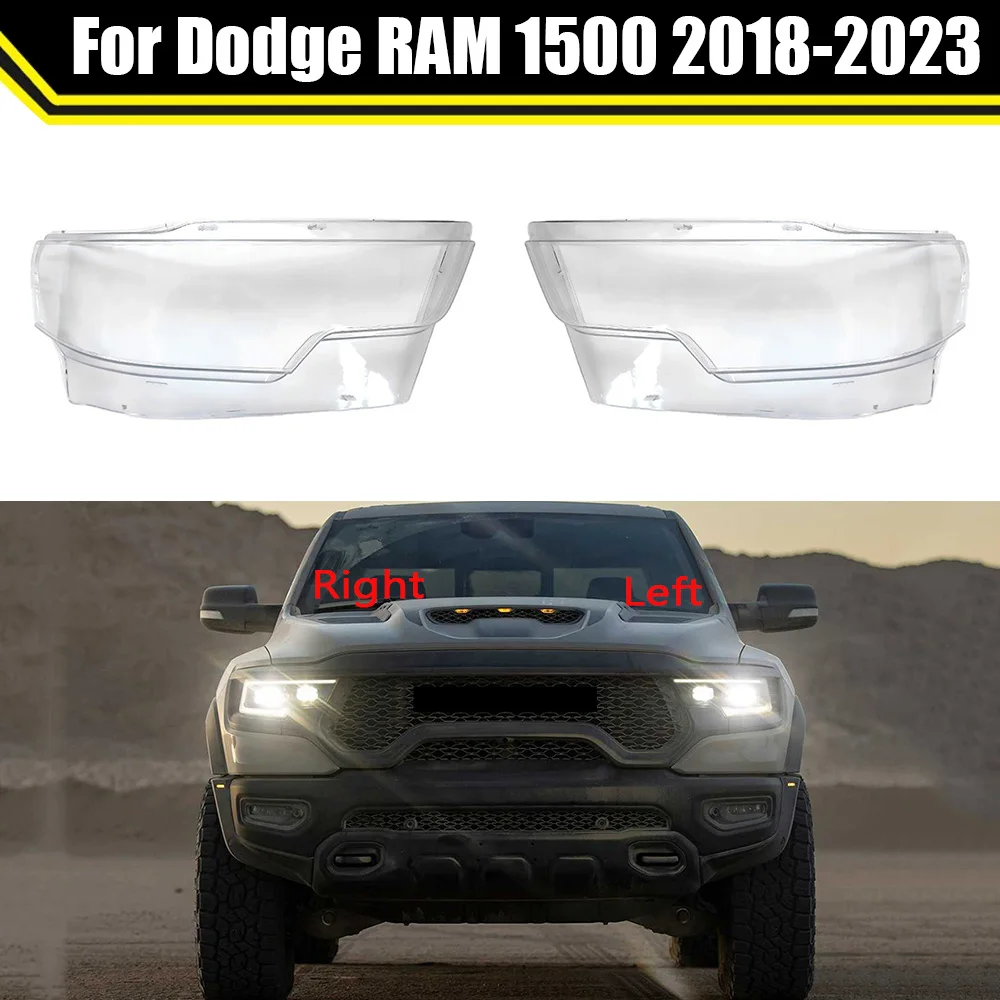 Car Headlight Cover For Dodge RAM 1500 2018-2023 Headlamp Lampshade Lens Shell Replace Front Head Lamp Transparent Lampcover