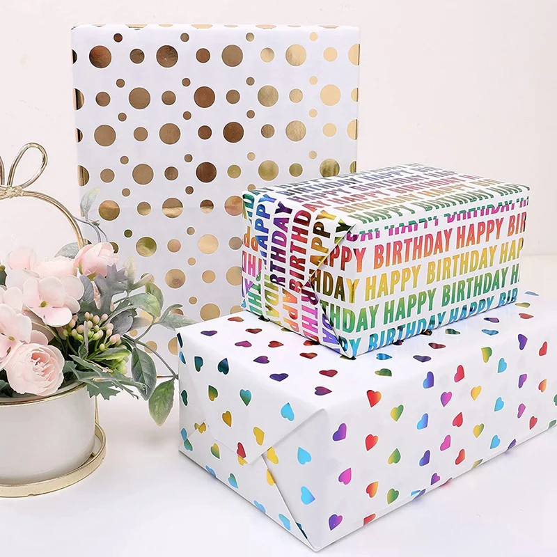 6 Pcs Gift Wrapping Paper Sheets, Multicolor Colorful Wrapping Paper For Women Men, Birthday Or Christmas, 50CM X 70CM