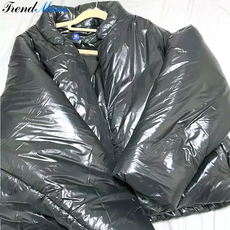 Blue Plastic Bag Solid Color Down Padded Jacket Men Women Hip Hop Casual Thick Winter Bomber Bread Jackets  Winter Coat