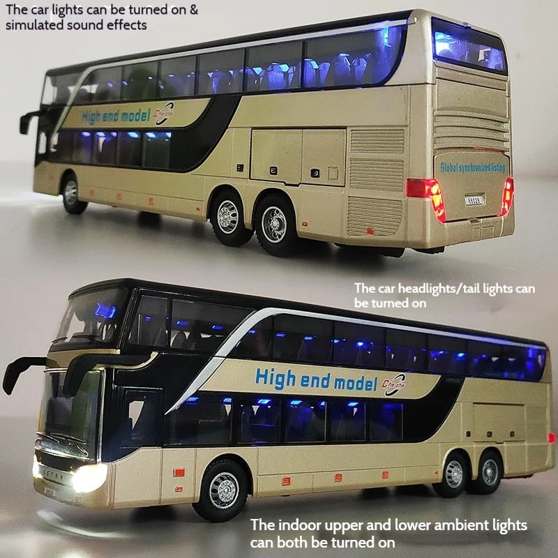 مثيرة للاهتمام 1/30 سبيكة كبيرة ذات طابقين حافلة محاكاة نموذج حافلة رائعة حافلة الديكور جمع هدية عيد ميلاد الصبي #4