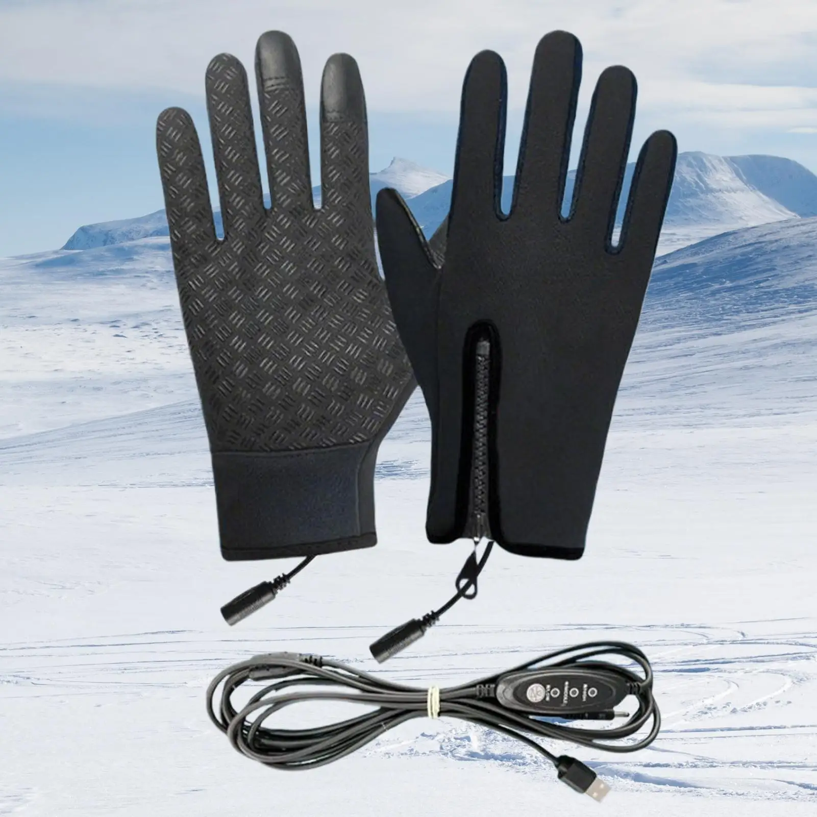 Heated Gloves For Men USB Heating Cycling Winter Gloves 3 Modes Windproof Hand Warmers For Motorcycle Riding Running Driving Ski