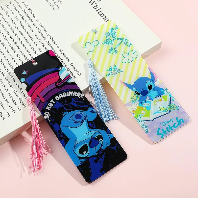 16pcs/lot Disney Stitch Acrylic Bookmark Creative Tassels Book Mark For Books Office School Office Supplies Stationery Gift