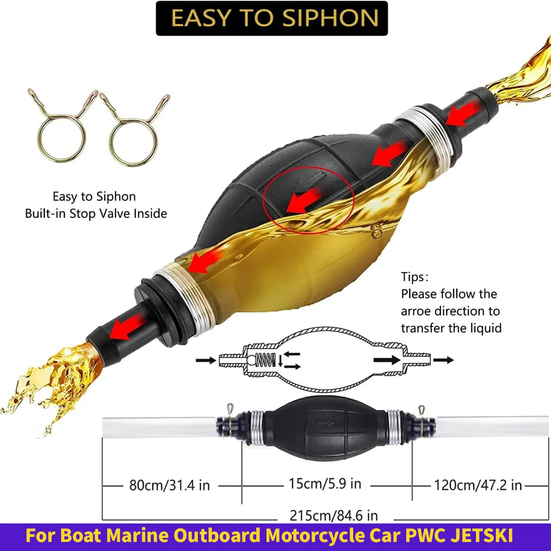 Newest High Flow Siphon Hand Pump Portable Manual Car Fuel Transfer Pump for Water Fish Tank