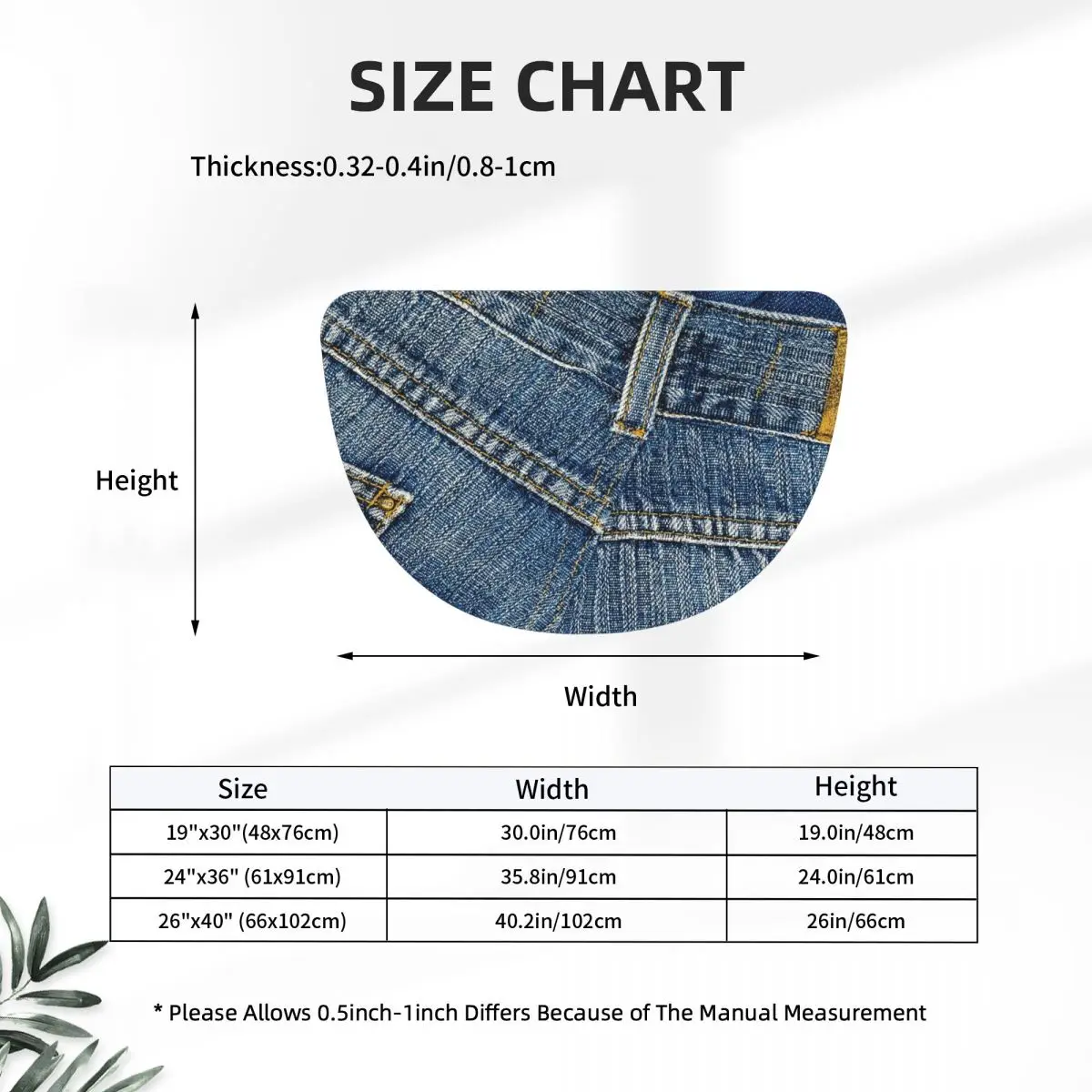 Behind Pants I Love Bluejeans Denim Soft Flannel Half Round Doormat Non Slip Bathroom Mat Absorbent Floor Carpet for Garage