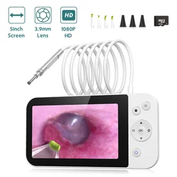 5Inch Screen 3.9mm Lens Ear Endoscope Camera With 6 LEDs And 2500mAH Battery Professional Visual Cleaning Otoscope TF Card