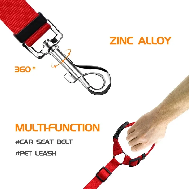 2 In 1 Pet Car Seat Belt Nylon Back Seat Safety Belt Lead Adjustable Dog Leash Rope for Small Medium Large Big Dog Product Stuff