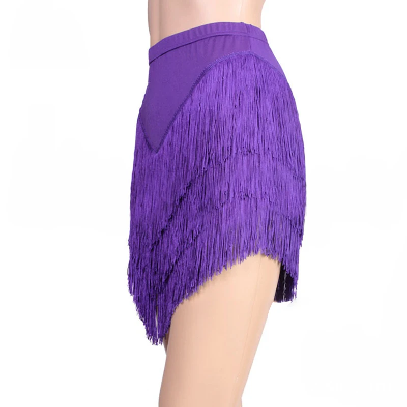 New Fashion Latin Dance Skirt  Dress Adult Women Fringed Irregular V-Shape Tassel Trim Short Skirt Stage Performance Costume
