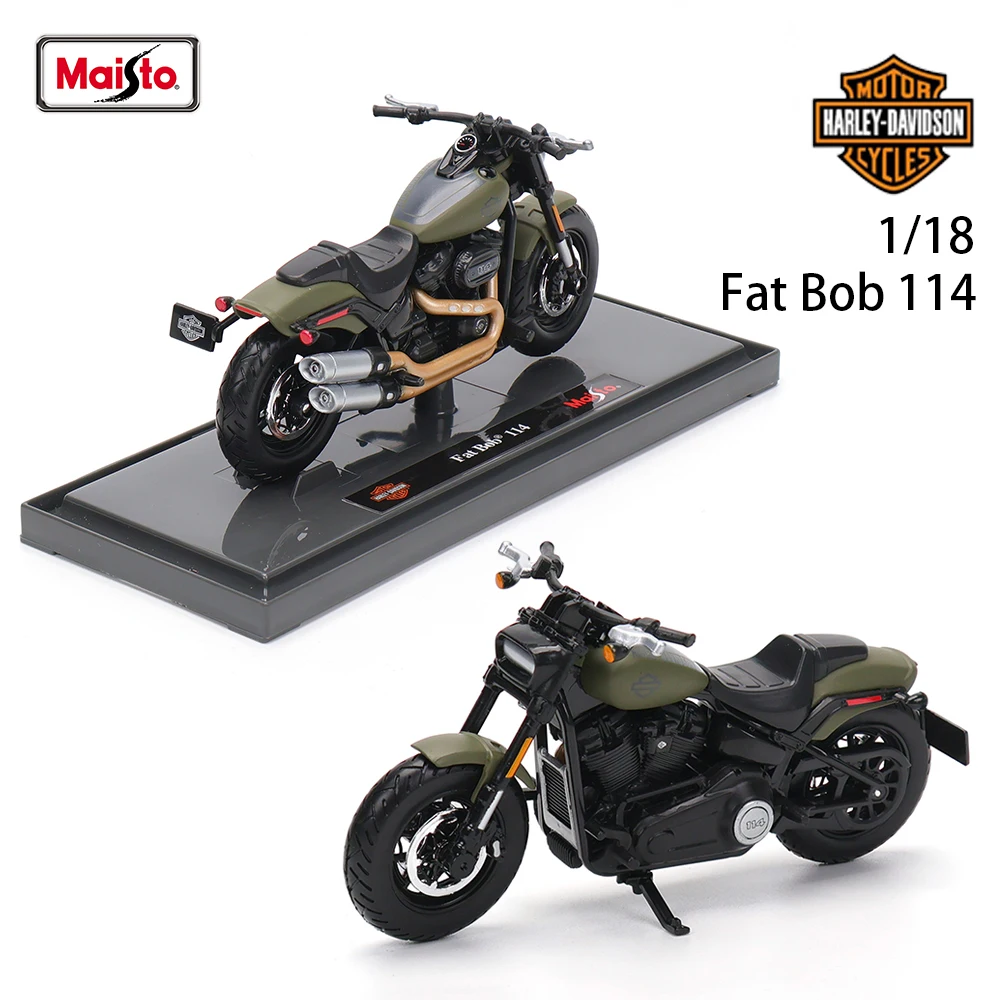 Maisto 1:18 Harley-Davidson Motorcycle 2022 Road King 2022 Fat Bob 114 Alloy Motorcycle Model Toy Car Collection