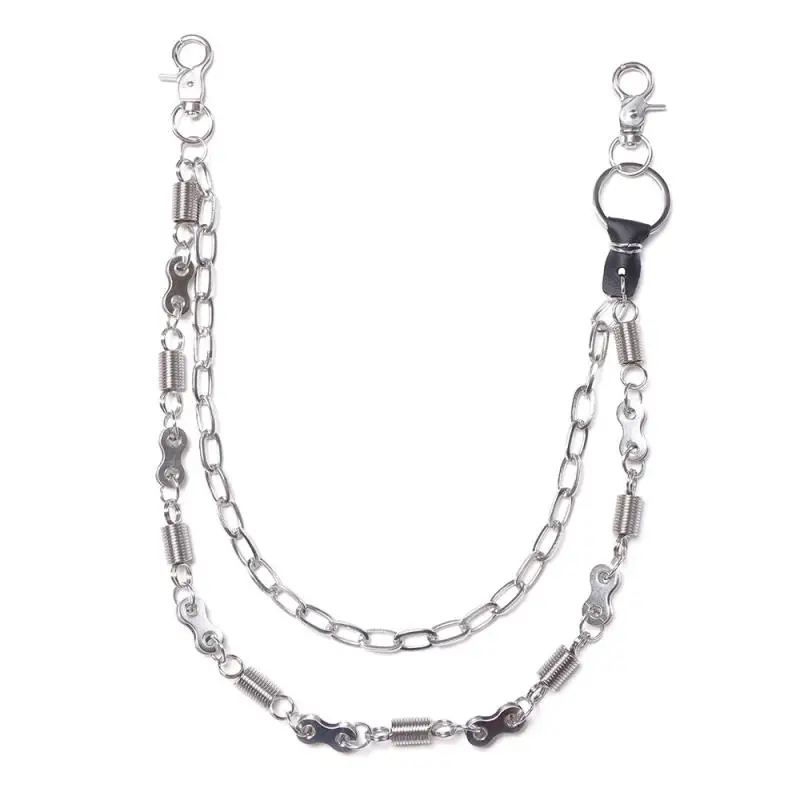 Multifuncional hip-hop punk metal rebites calças saco corrente de cintura multi-camada para vestir calças cinto jóias acessórios