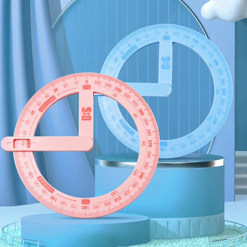 1PC 360 Degree Activity Protractor Right Angle And Acute Drawing Stationery Student Angle Reader Teaching Aids