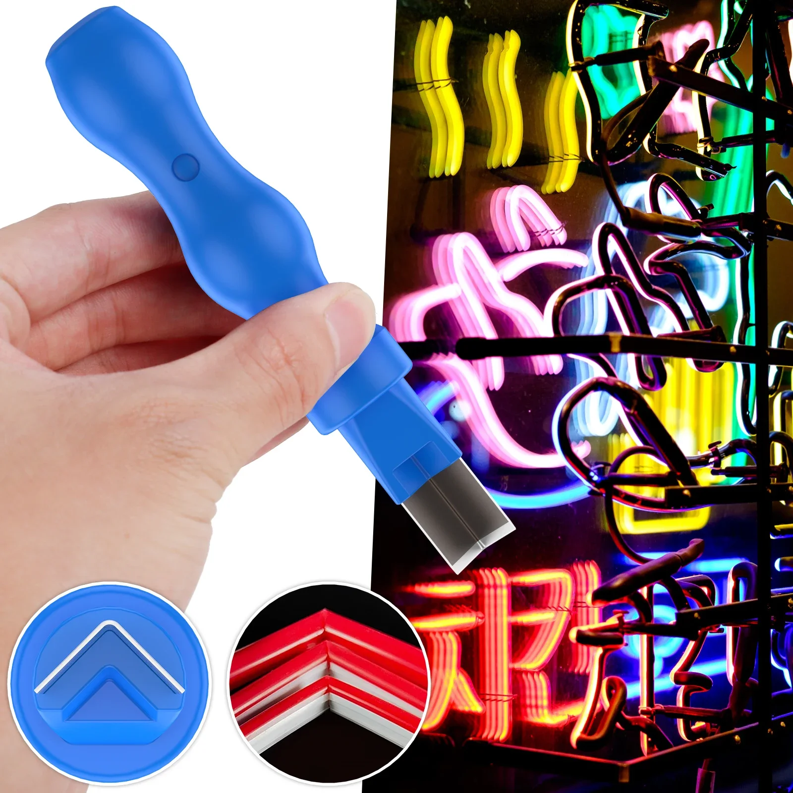 2Pcs Neon Light Cutter Shockproof Straight and Curved Neon Strip Trimming Hand Tool Portable Neon Lamp Engraving Cutting Tools