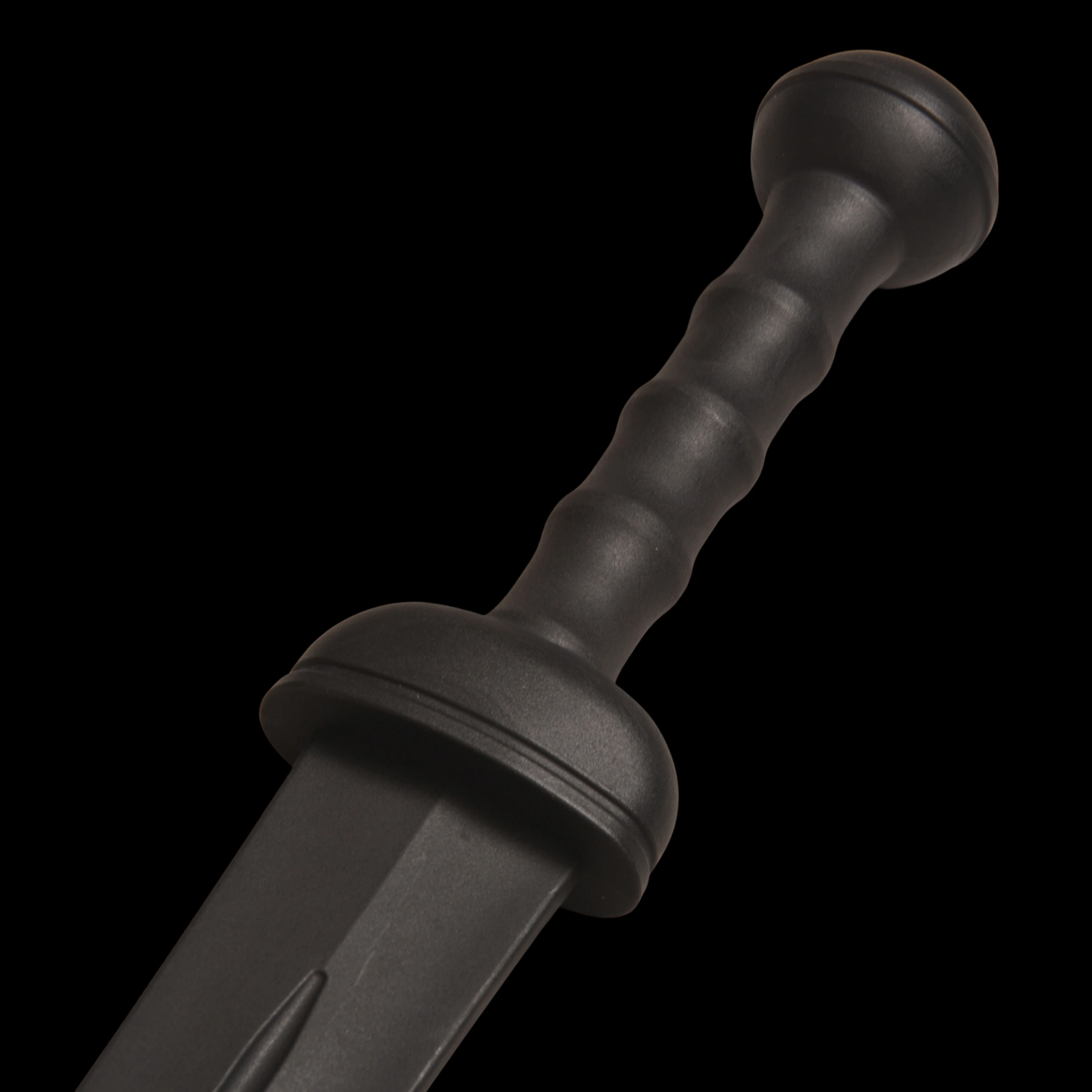 32インチローマンソード、黒刃、プラスチック素材、ロールプレイング、一体型デザイン、トレーニングソード、コレクションに不可欠