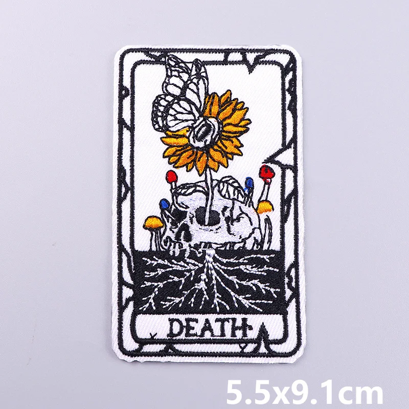 Hippie Skull Embroidered Patches For Clothing Punk/Horror Animal Patch Iron On Patches On Clothes Sewing Patch Fusible Applique