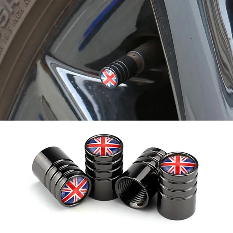 4 sztuki / zestaw flagi Wielkiej Brytanii Rower Moto Opony samochodowe Pokrywa zaworu koła do Mini Cooper Countryman Clubman R55 R56 R60 F55 F60 Stylizacja samochodu