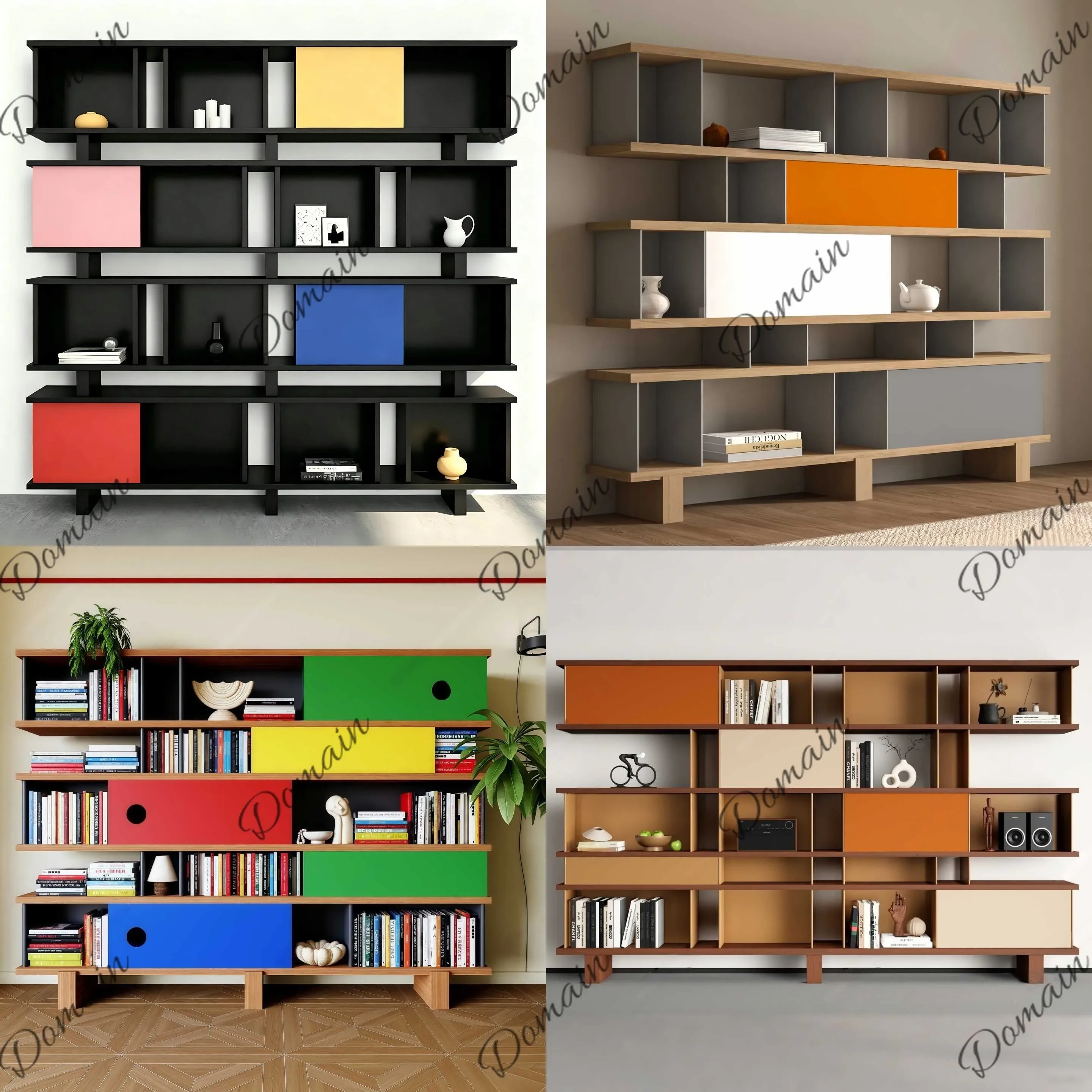 UY Vintage Retro Bookshelf Floor Standing Display Shelf with Storage, Painted Bookcase Room Divider Cabinet for Living Room H