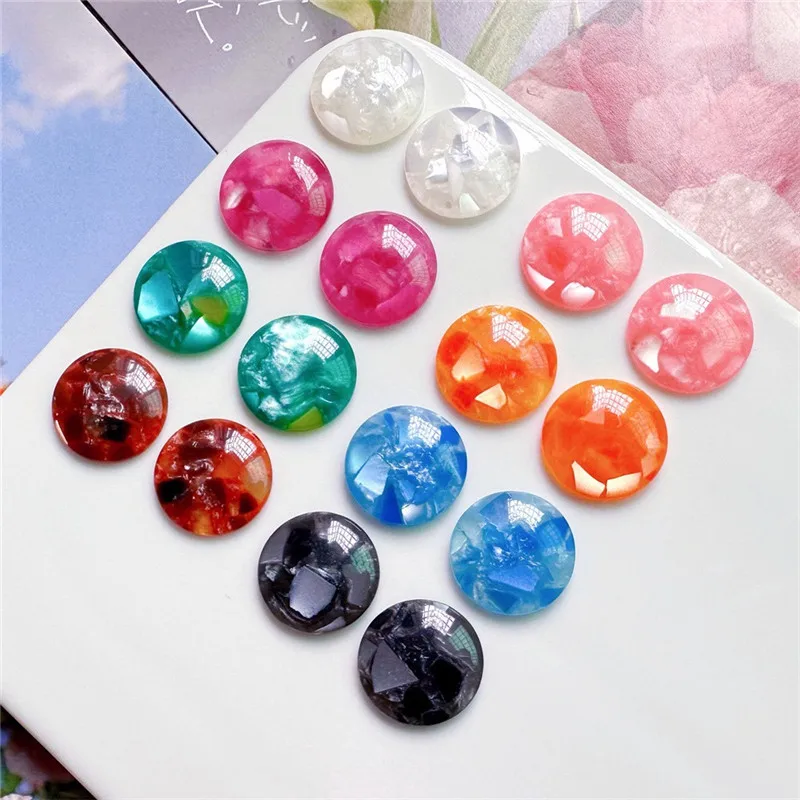 New style 50pcs/lot 18mm color print geometry rounds shape acrylic flatback resin beads diy jewerly earring accessory