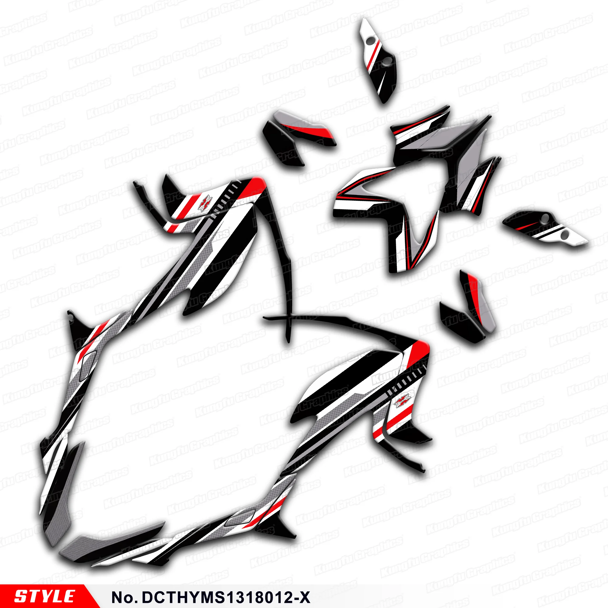 

Aftermarket Vinyl Sticker Graphics for Ducati Hypermotard Hyperstrada 821 939 2013 2014 2015 to 2018, Style No.DCTHYMS1318012-X