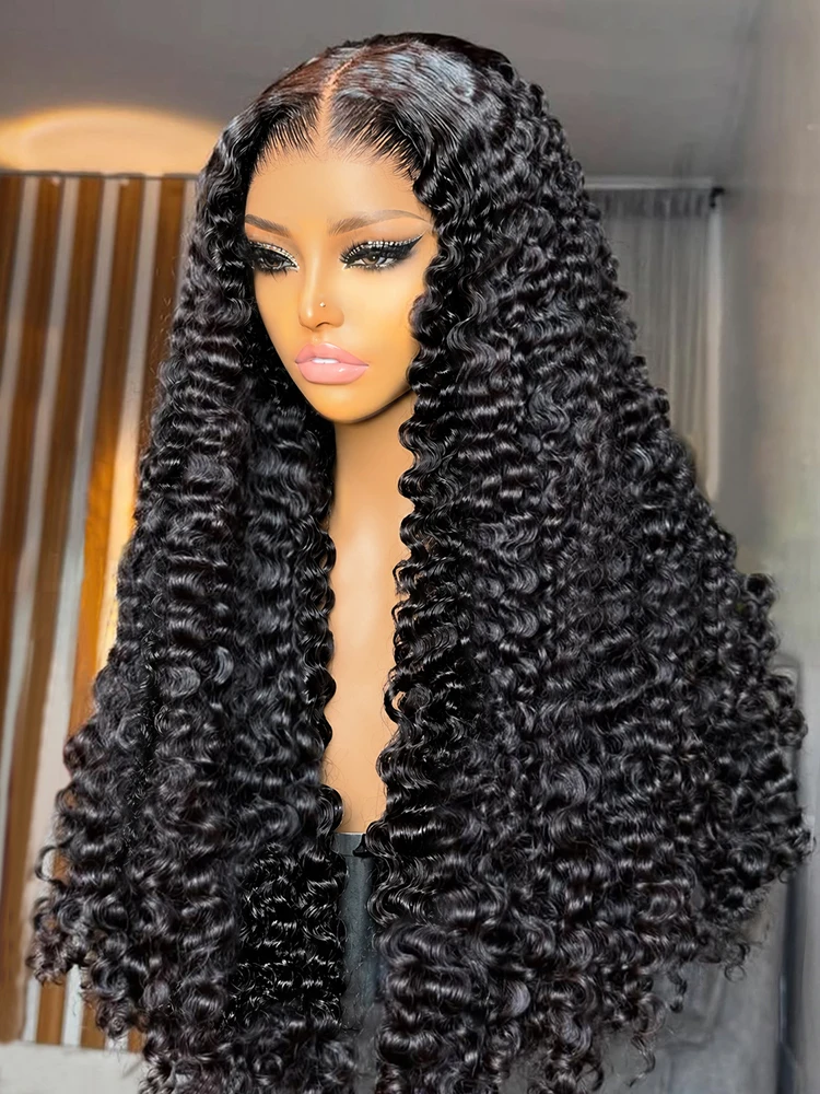 Glueless HD Lace 13x6 Frontal Wig Human Hair 250% Curly Full Hair Wigs 7x5 HD Transparent Lace Closure Wigs Deep Wave Glueless Ready Wear Go Wig Beginner Friendly