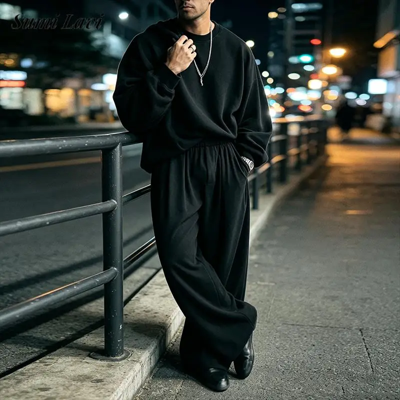 spring-autumn-fashion-oversize-mens-outfits-streetwear-vintage-solid-color-two-piece-sets-men-long-sleeve-tops-and-shorts-suits