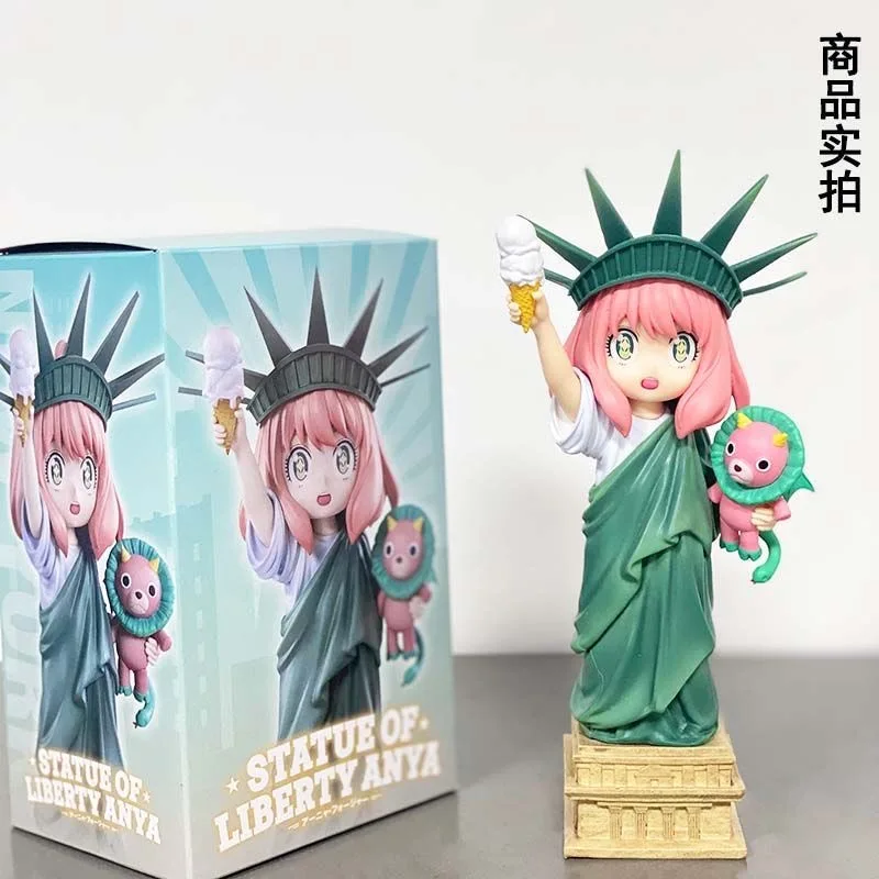 Anime SPY FAMILY 11Cm Anya Forger Figura Anya Cos Estatua de la Libertad Figura de acción Modelo de PVC Regalos Figuras coleccionables para niños