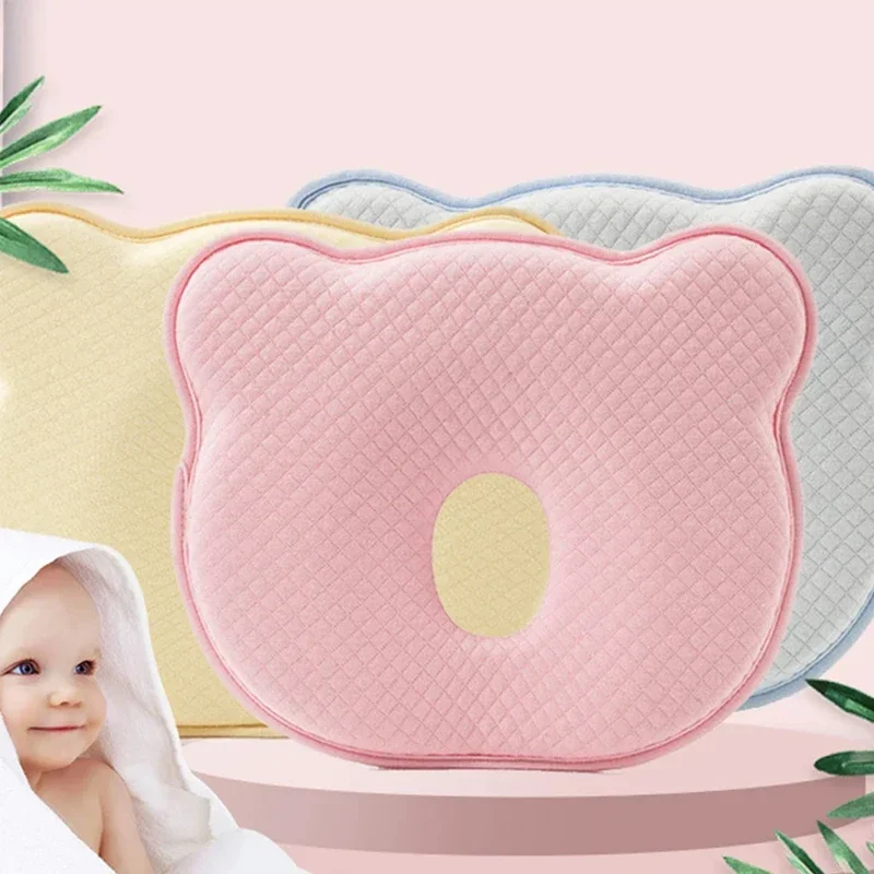 Travesseiro de memória para bebês recém-nascidos, quatro estações, espuma de memória geral, algodão puro, anti-emicrania, travesseiro modelador para recém-nascidos