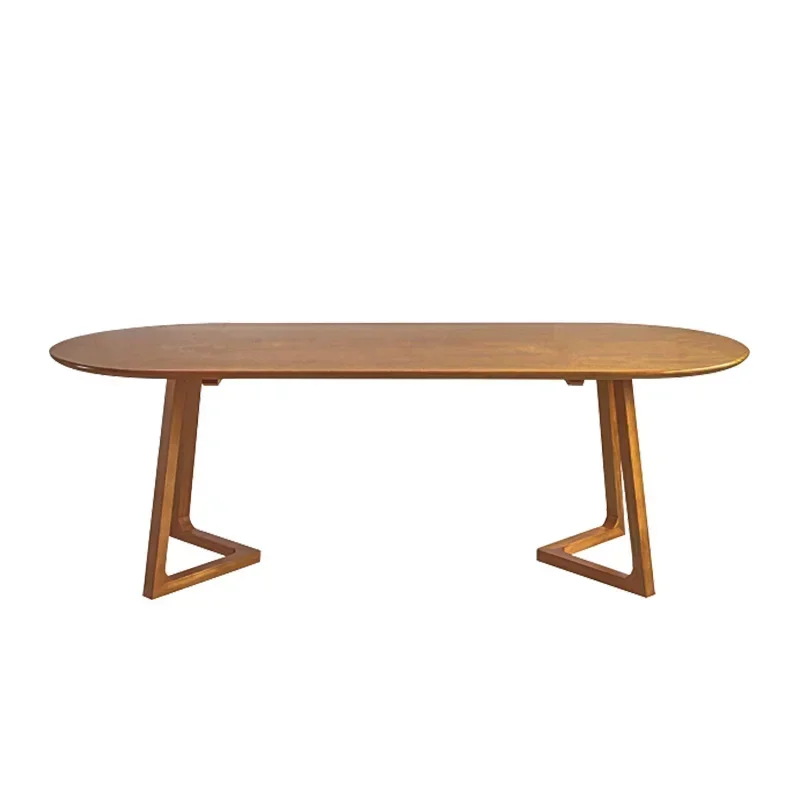 Solid Wood Legs Metal Dining Table Luxury Oval Nordic Office Side Table Coffee Living Room Center MesasHome Furniture