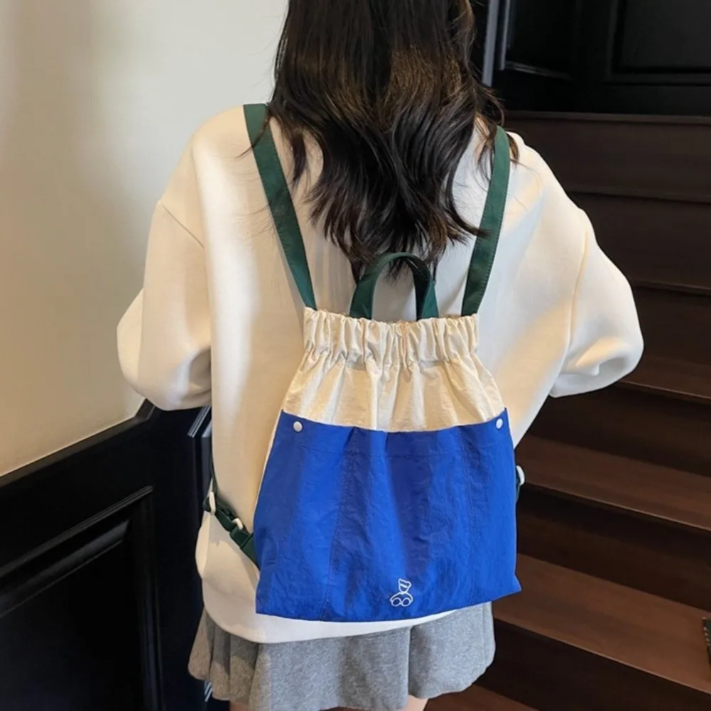 Sweet Multi-pocket Nylon Backpack Contrasting Crossbody Bag Canvas Shoulder Bag Korean Style Large Capacity Women Handbag Travel