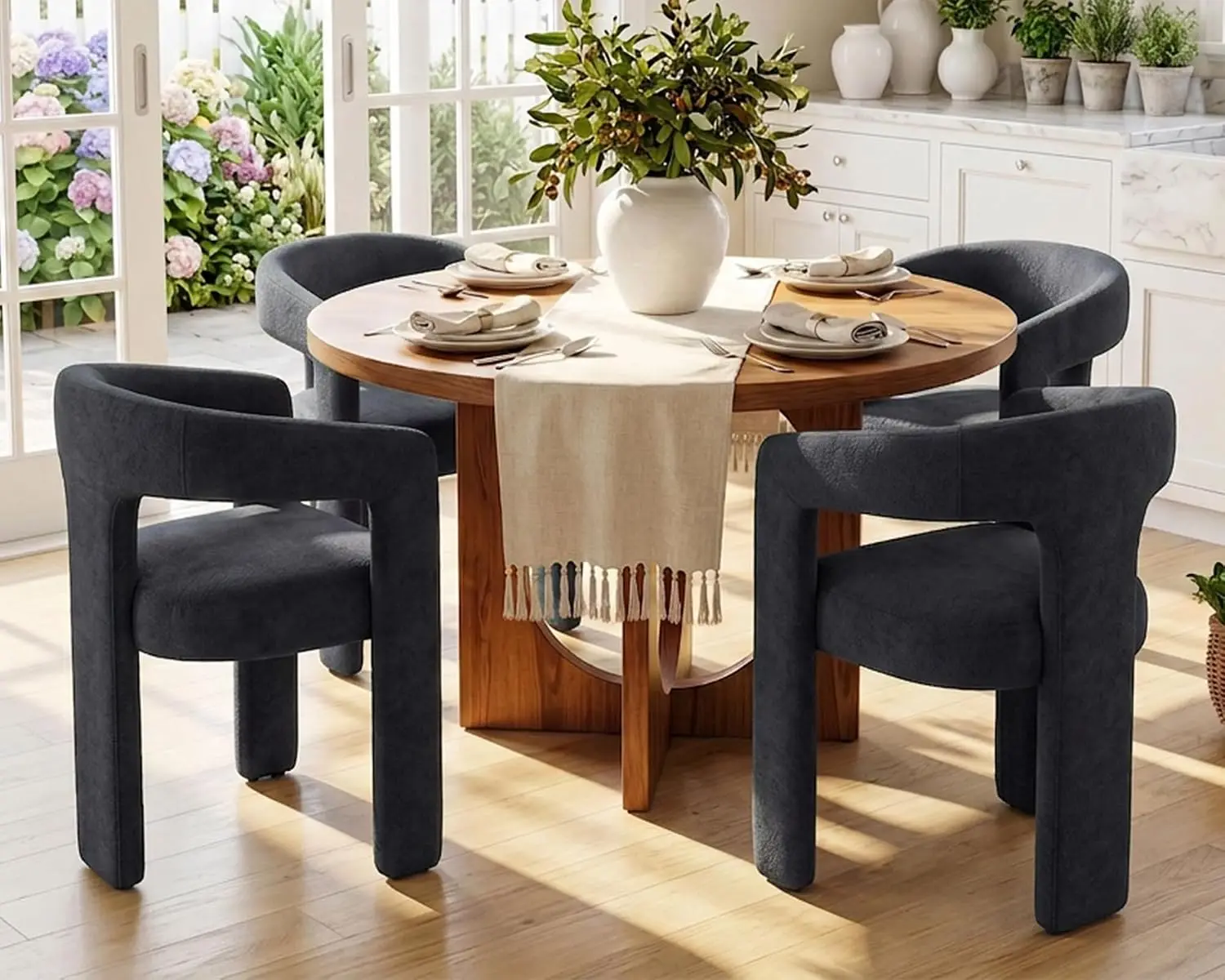 Black Dining Chair Set of 4 Modern Accent Kitchen Chair, Customized