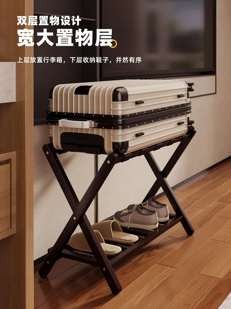 Bamboo Folding Luggage Rack Suitcase Storage Shelf for Hotel Homestay Bedroom Household Use