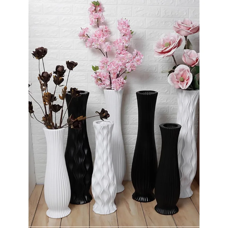 

Ceramic floor to ceiling vase, white, modern, simple and fashionable European style living room decoration, large dry flower cre