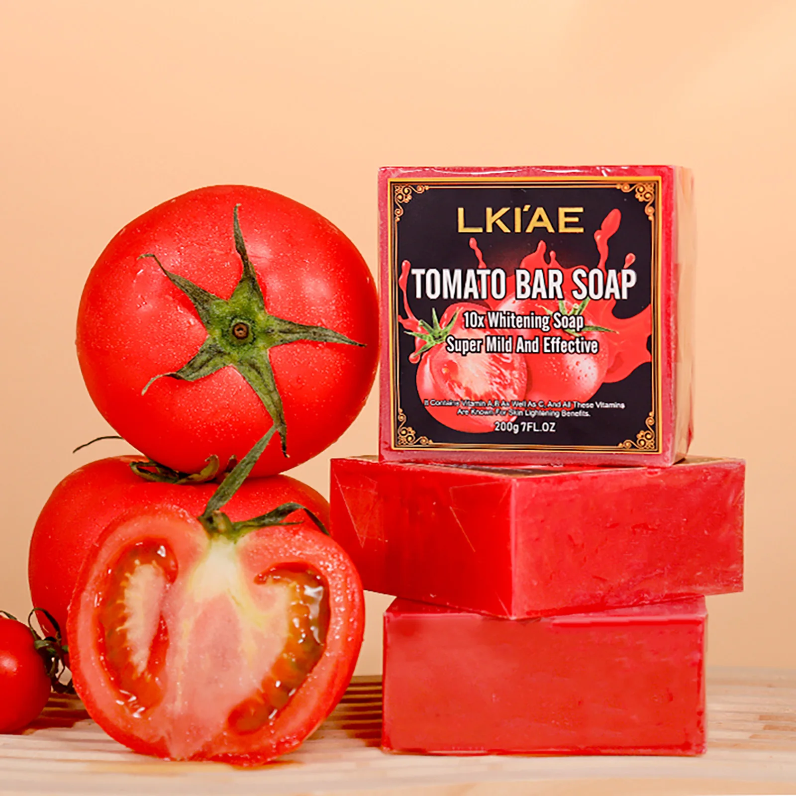 AILKE barra de jabón de tomate orgánico, aclara la piel, limpia profundamente, Exfolia, elimina manchas negras, hidrata, con espuma rica, lavado corporal