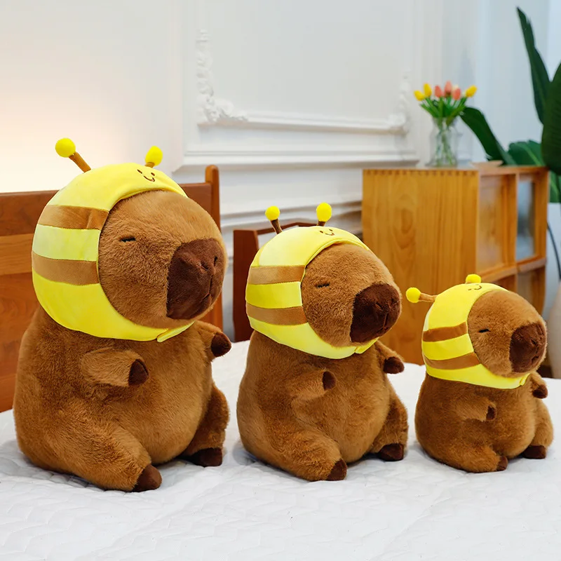 Kawaii Capybara abeille en peluche poupée en peluche dessin animé sac à dos grand peluche mignon pour enfants anniversaire cadeau de noël drôle jouet ludique