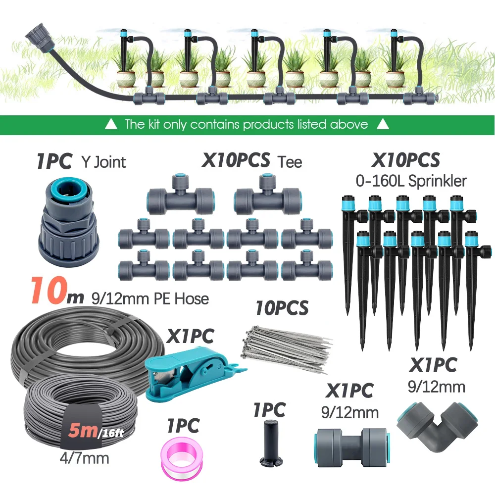 3/8" Bubbler Tuinirrigatiebesproeiingssysteem 9/12 mm PE-slang 360 °   Verstelbare sprinkler Tee Quick Connect druppelbewateringssproeiers