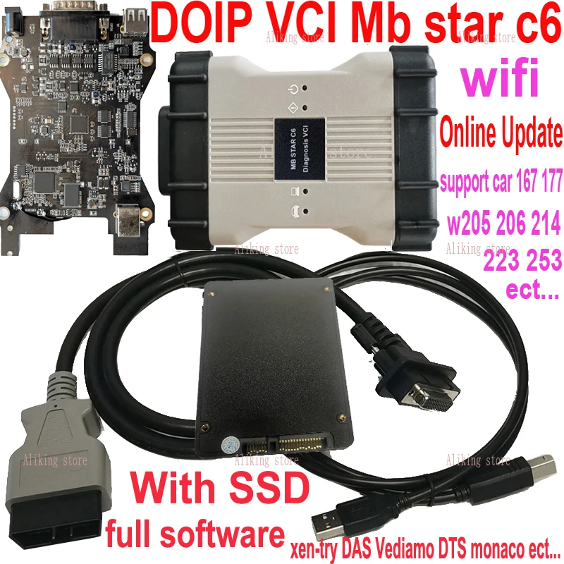 MB Sztár C6 vel DOIP wifi C6 Multiplexelés vel SSD 2024.03 szabadon Alapvizsga számára benz automat autó diagnostic szerszámok MB C6 VCI