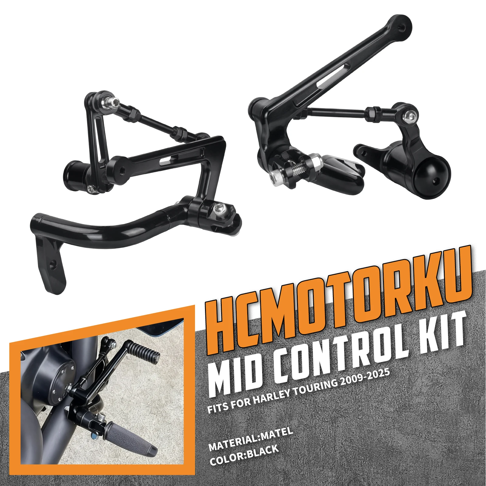 Motorcycle Mid Control Kit Shift Brake Bracket Linkage Lever Set for Harley Touring Road King Electra Street Glide FLH 2009-2025