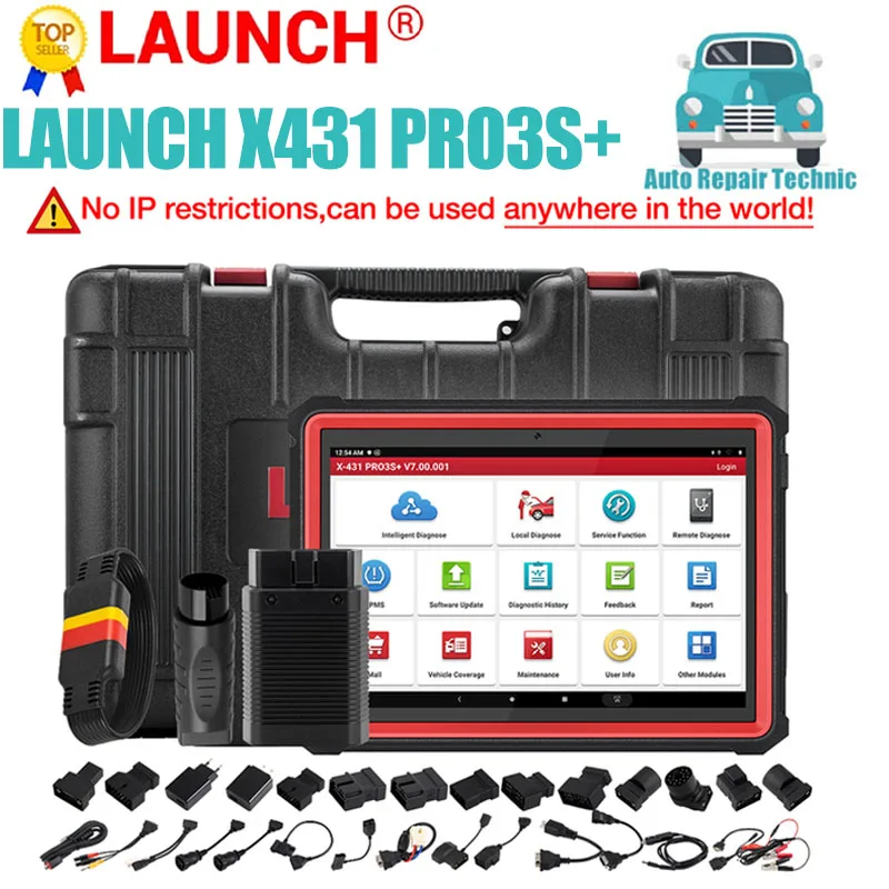 

LAUNCH X431 PRO3S+ 10.1' Car Diagnostic Tools Auto OBD OBD2 Scanner All System Coding Active Test Guide Function Free Shipping