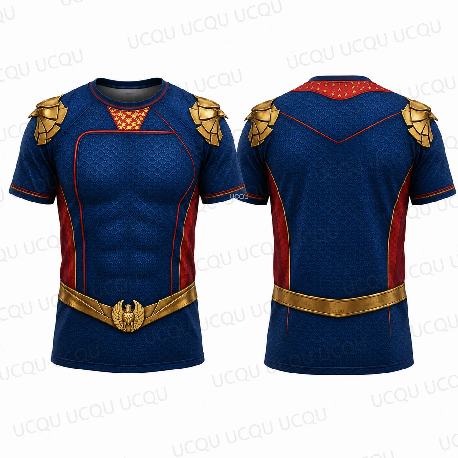 Camiseta de Cosplay Inspirada en Homelander de The Boys 2026, Azul y Dorado, Disfraz de Superhéroe, Camiseta para Adultos y Niños