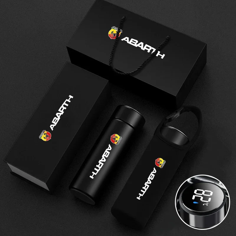 

Car Logo 500ml Portable Temperature Display Tea Cup For Abbas Abarth Lingua Legno Punto 124 125 500 595 OT2000 Stilo Ducato