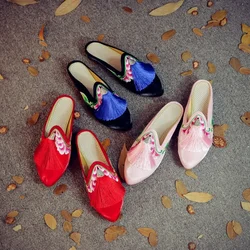 Chinese Style Summer Harajuku Slippers Women Shoes for Women Fashion Casual Vintage Embroidery Ethnic Style Streetwear