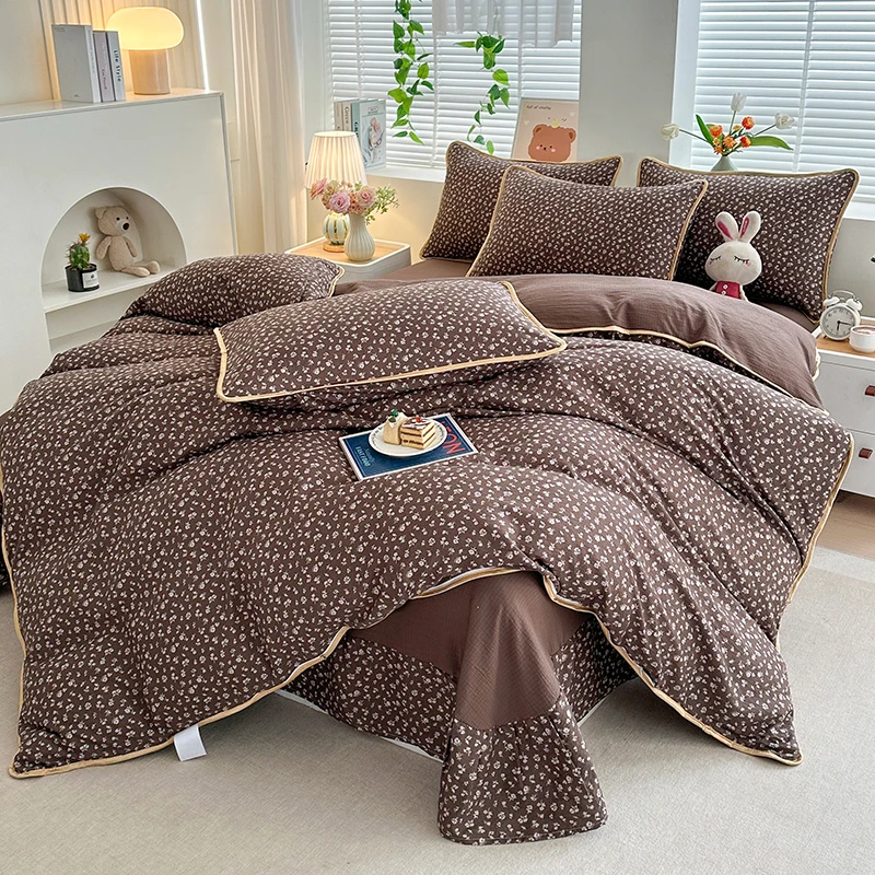 Crinkled Gauze Bedding Set Soft Bedsheet Set 이불세트 Single/Queen/King Skin-friendly Bed Linen Sets juego de sábanas completo