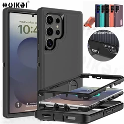 Case For Samsung Galaxy S25 Ultra S24 S23 S22 A16 A54 Full Body 3 in 1 Shockproof Heavy Duty Anti-Scratch Rugged Kickstand Cover
