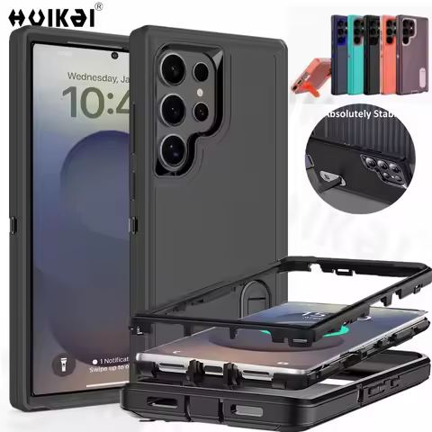 Case For Samsung Galaxy S25 Ultra S24 S23 S22 A16 A54 Full Body 3 in 1 Shockproof Heavy Duty Anti-Scratch Rugged Kickstand Cover