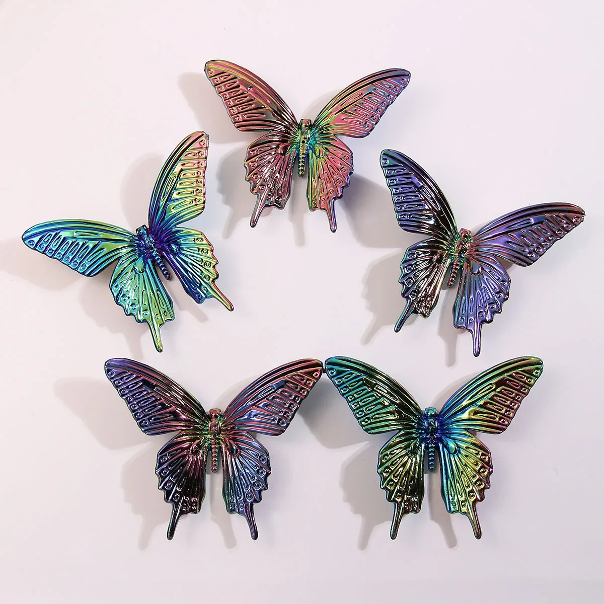 2pcs Aurora Colorful AB Color Three-dimensional Butterfly Acrylic Jewelry Accessories DIY Personalized Headgear Women's Pendant