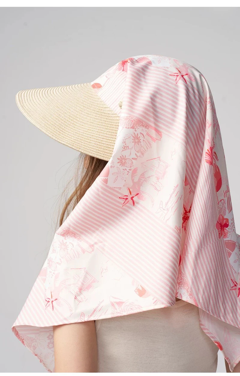 UPF50+ Large Brim Sunshade Hat Versatile Straw Headgear for Sun Protection Various Wearing Styles Outdoor Beach Hat Gift Packing