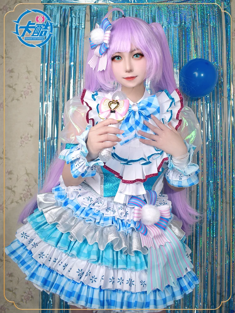 Pripara-Disfraz de Cosplay de Manaka Laala, falda de satén azul y blanco, uniforme de fiesta de Anime, juego de Halloween, ropa de rol