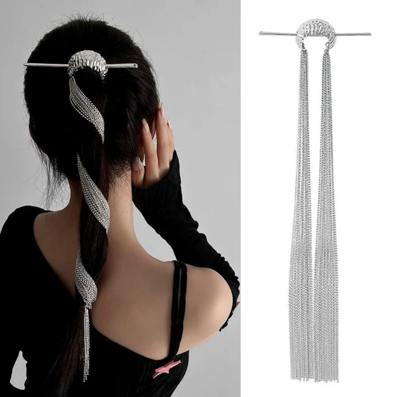 Wedding Ponytail Holder Chain Silver Girls Hair Chain Ancientry Hair Accessories Ancientry   Chain Jewelry Headpiece